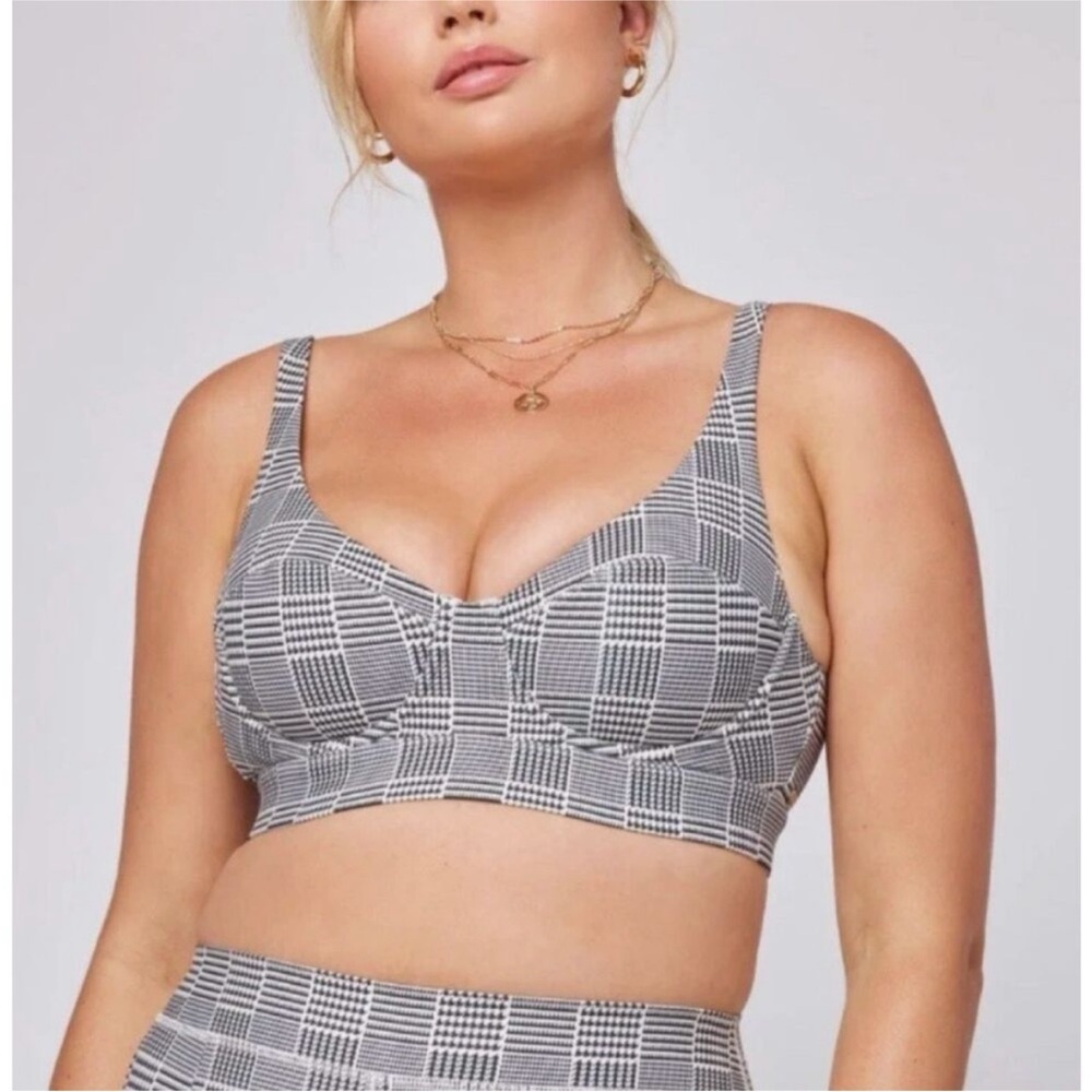 L*Space Black and White Checkered sports bra